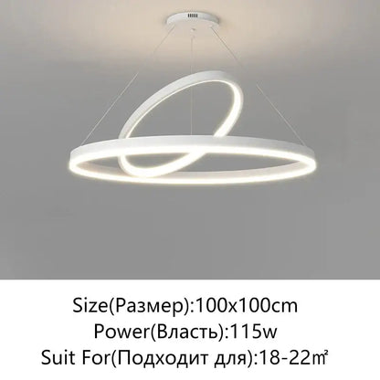Modern black irregular ceiling chandelier with white led interlocking circular rings for decorbites irregular ceiling lighting