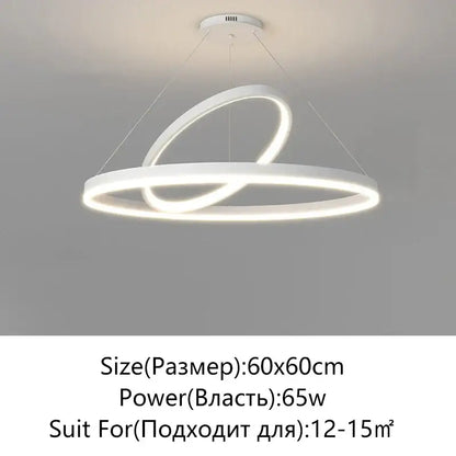 Modern black irregular ceiling chandelier featuring white led light with two interlocking circular rings decorbites irregular ceiling