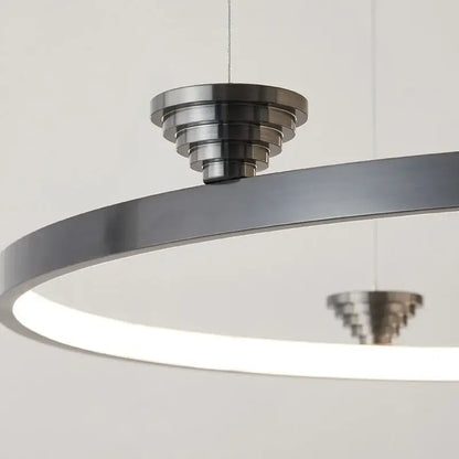 Modern black italian style led pendant light with sleek brushed nickel finish and integrated led ring for living room