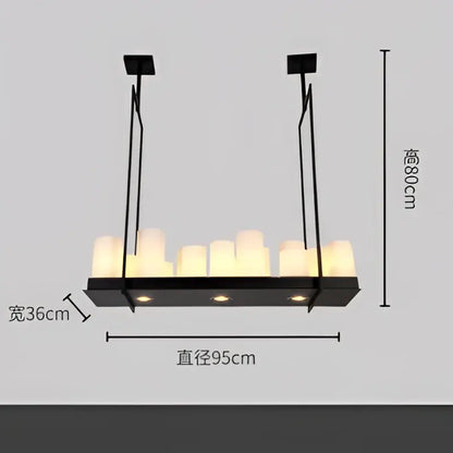 Modern black led chandelier with glass led candle lights and wine glass rack for dining room use