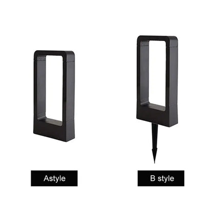 Modern black led garden light with rectangular outdoor wall lamp and black garden markers with flat and pointed bases