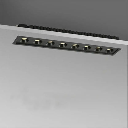 Modern black led grille downlight recessed spot light featuring six circular bulbs for office lighting applications
