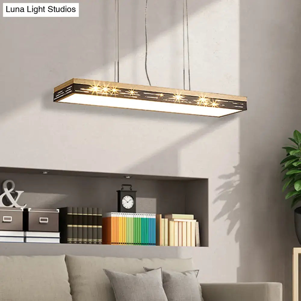 Decorbites™ modern rectangular led pendant light in black with sleek metallic frame and warm illumination for 110v-120v use