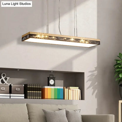 Decorbites™ modern rectangular led pendant light in black with sleek metallic frame and warm illumination for 110v-120v use