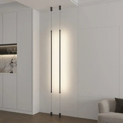 Modern black led pendant light with two vertical illuminated rods for dining room decorbites black modern style