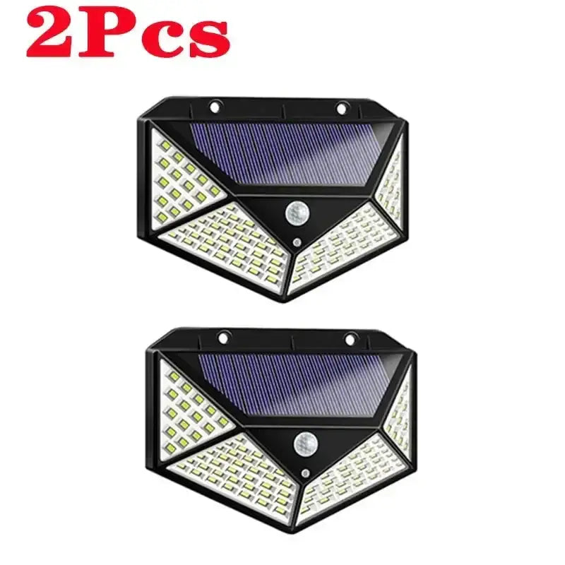 Modern black led solar wall lights with triangular design, white led bulbs, purple solar panel, motion sensor outdoor lamp