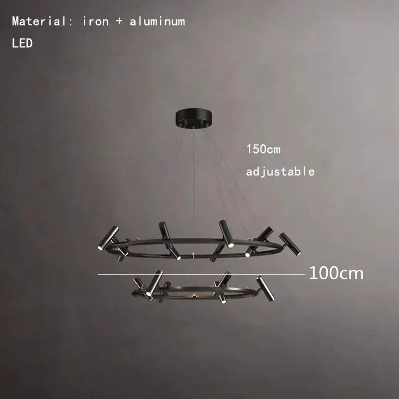 Modern black led spot chandelier made of iron and aluminum with led lighting for living room decorbites black led lamp