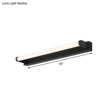 Modern black led vanity sconce wall light with tubular acrylic frosted glass diffuser for bathroom use
