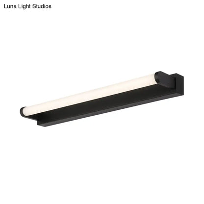 Modern black led vanity sconce wall light with tubular acrylic frosted glass diffuser for bathroom use