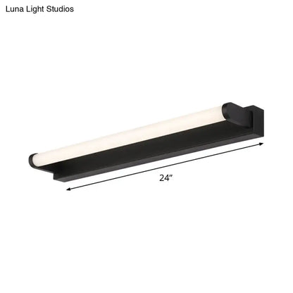 Black matte 24-inch led vanity sconce with tubular acrylic light tube modern black wall light for bathroom