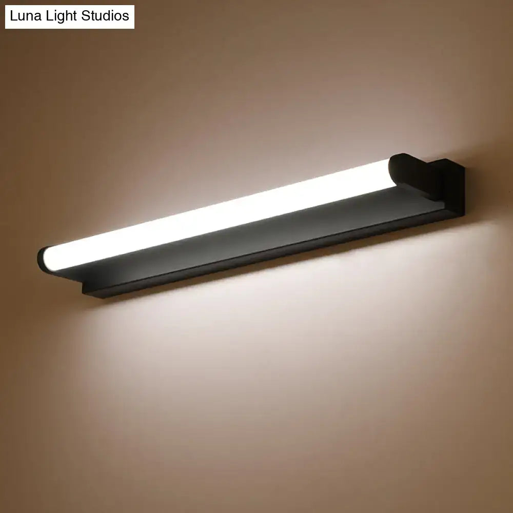 Modern black led vanity sconce tubular acrylic wall light with sleek rectangular design and diffused white light
