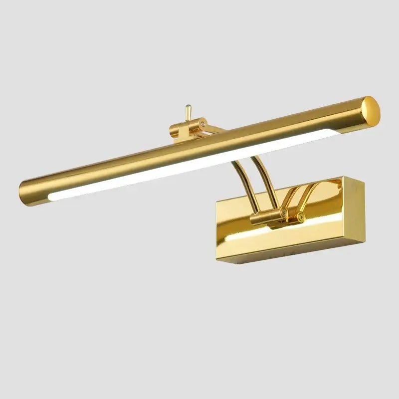 Gold-finished rectangular wall lamp with integrated led strip and sleek modern design for vanity wall use
