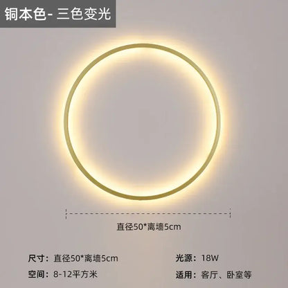 Modern black led wall circle light in copper with three-color changing glow for living room wall circle lights