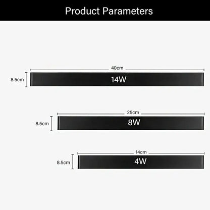 Modern black led wall lamp with touch sensor featuring black matte rubber bands in multiple widths by decorbites led wall decor