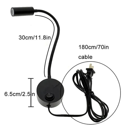 Modern black led wall lamp set 2pcs with flexible gooseneck and circular base for adjustable bedroom reading light