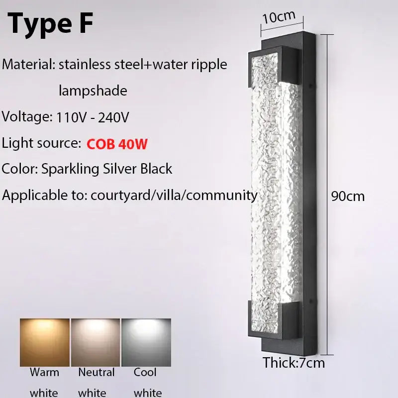 Modern black led wall sconce with sparkling silver black finish water ripple lampshade stainless steel frame decorbites dimmable led