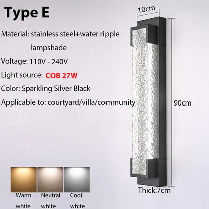 Modern black led wall sconce with sparkling silver black frame and water ripple lampshade by decorbites dimmable led