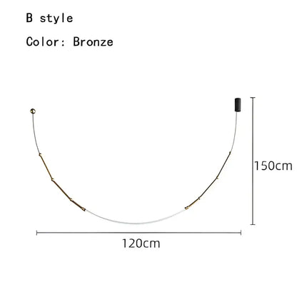 Bronze metal chain with curved design measuring 150cm by 120cm for decorbites leda black line chandelier