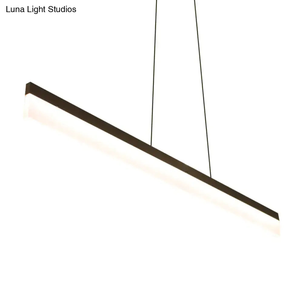 DecorBites modern black acrylic linear pendant light fixture with warm white illumination and remote control for restaurants