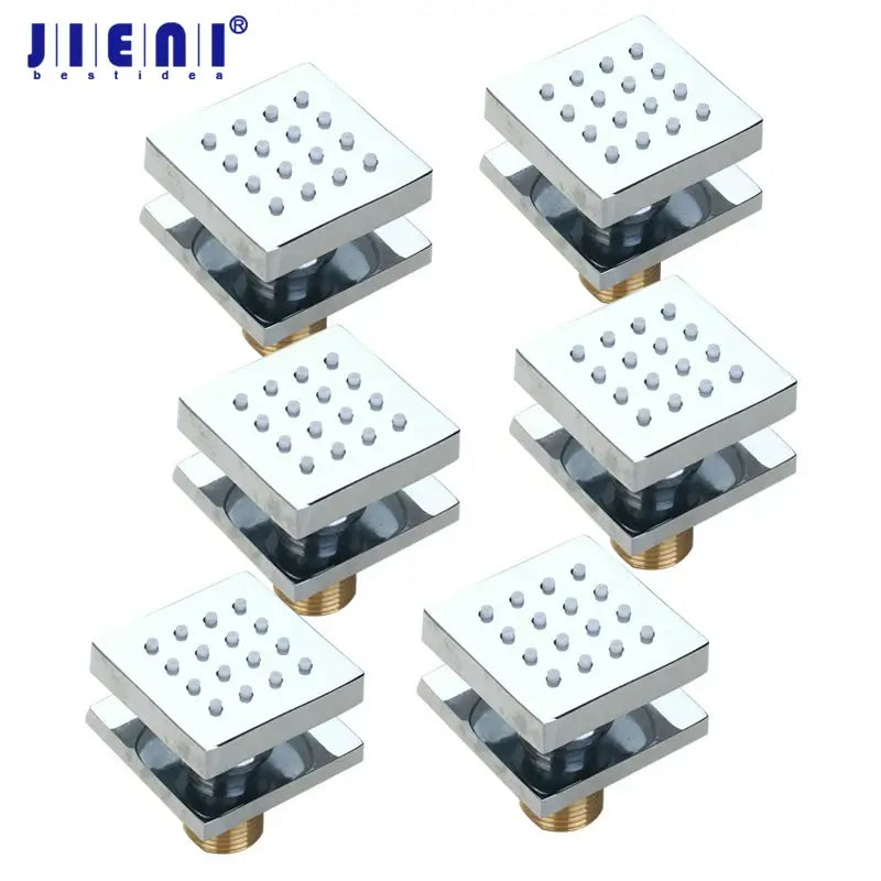 Chrome finished square showerhead with brass threaded base and small nozzles for decorbites black massage shower faucet