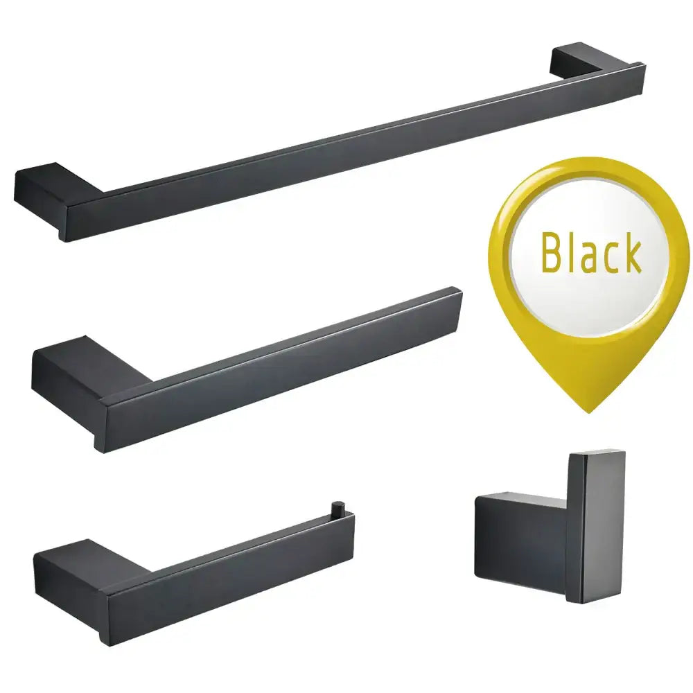 Set of four modern black matte bathroom hardware pieces from decorbites black matte hardware set collection