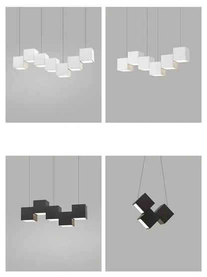 Modern black matte cube pendant lights with geometric design in decorbites geometric dining room setting