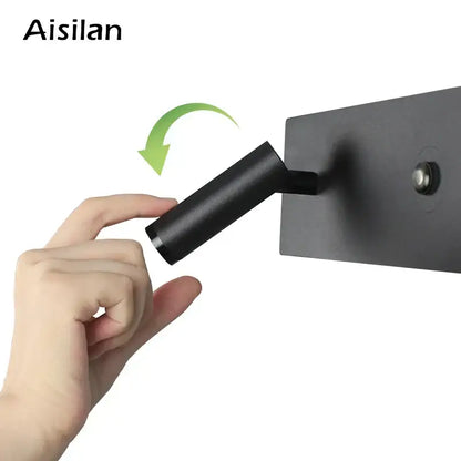 Modern black matte led wall sconce with adjustable arm designed as a bedroom reading light wall sconce fixture