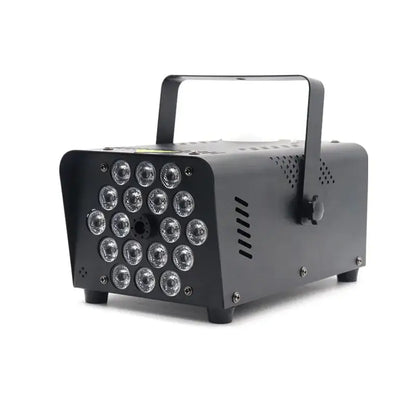 Modern black metal 500w smoke machine with 16 circular rgb led party lights on front panel for events