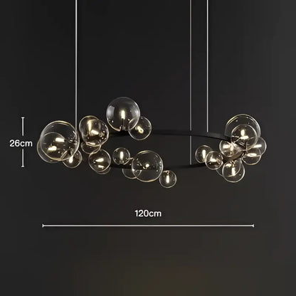 Modern black metal glass ball pendant chandelier featuring a sleek frame for elegant dining room decorbites glass ball design