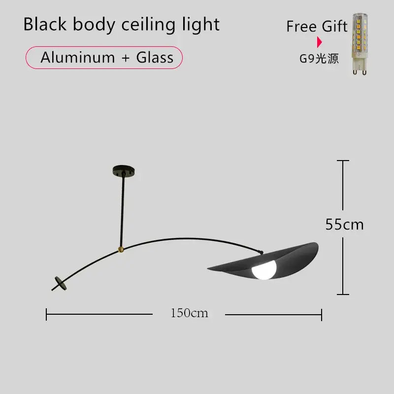 Modern black metal long arm floor lamp with sleek curved aluminum and glass ceiling light for decorbites adjustable long use