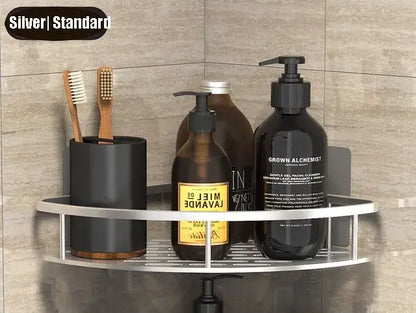 Modern black metal tiered bathroom corner shelves with silver standard corner shower caddy holding toothbrushes decorbites bathroom corner