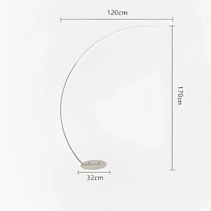 Modern black minimalist arc floor lamp with sleek metallic finish and dimmable led for living room use