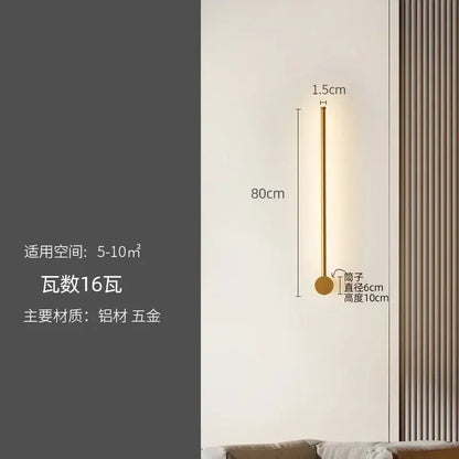 A sleek gold-toned wall lamp with slim 80cm stem and 10cm base for modern black minimalist decorbites led strip use