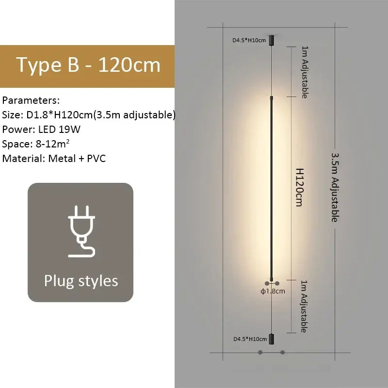 A sleek modern black minimalist led floor lamp with metal and pvc design for living room use