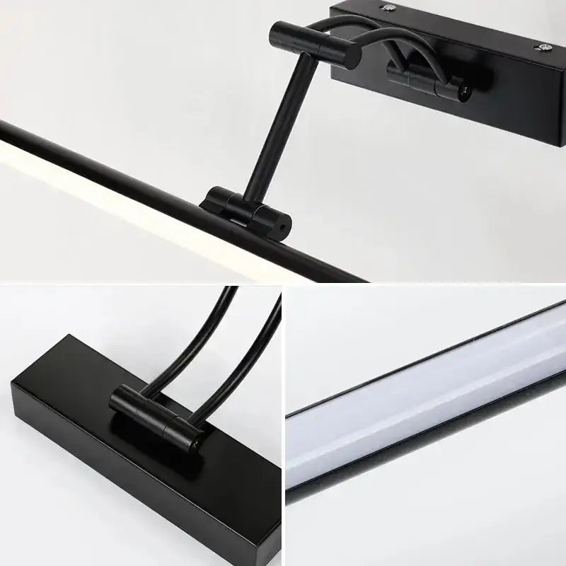 Black metal wall lamp with sleek modern design and adjustable arm led wall lamp for bathroom vanity lighting