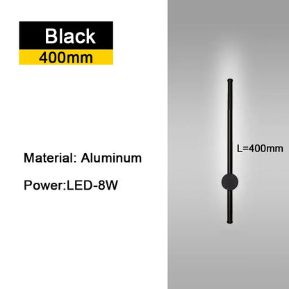 Modern black 400mm aluminum rotatable led wall sconce with cylindrical design and circular accent for bedroom lighting