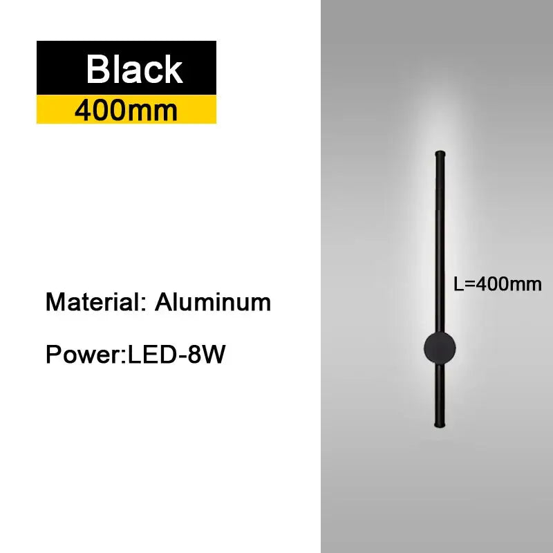 Modern black 400mm aluminum rotatable led wall sconce with cylindrical design and circular accent for bedroom lighting