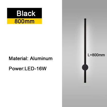 Modern black 800mm aluminum rotatable led wall sconce with sleek cylindrical design and circular accent for bedroom lighting