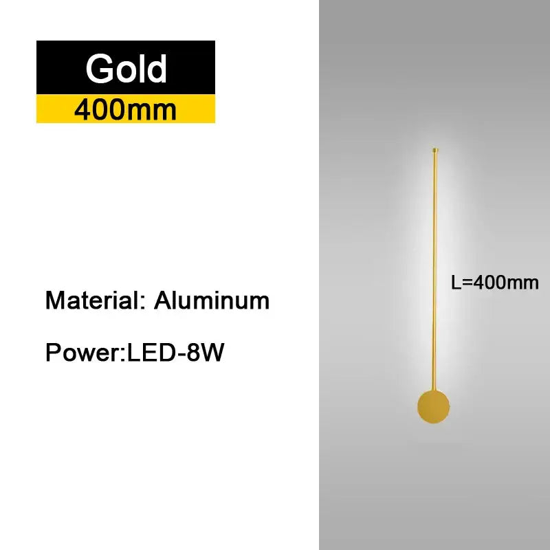 Gold-finished aluminum floor lamp with sleeks minimalist design and led-8w light source for modern rotatable led wall lighting