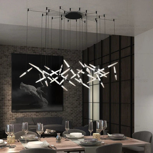 Modern Black Multi-Light Stairwell Pendant Light - Decorbites