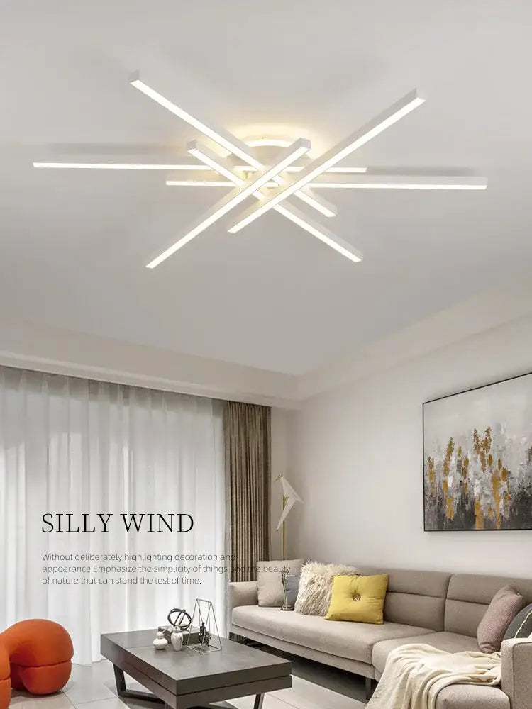 Modern black nordic led ceiling chandelier with white geometric starburst led ceiling light for living room decorbites nordic led