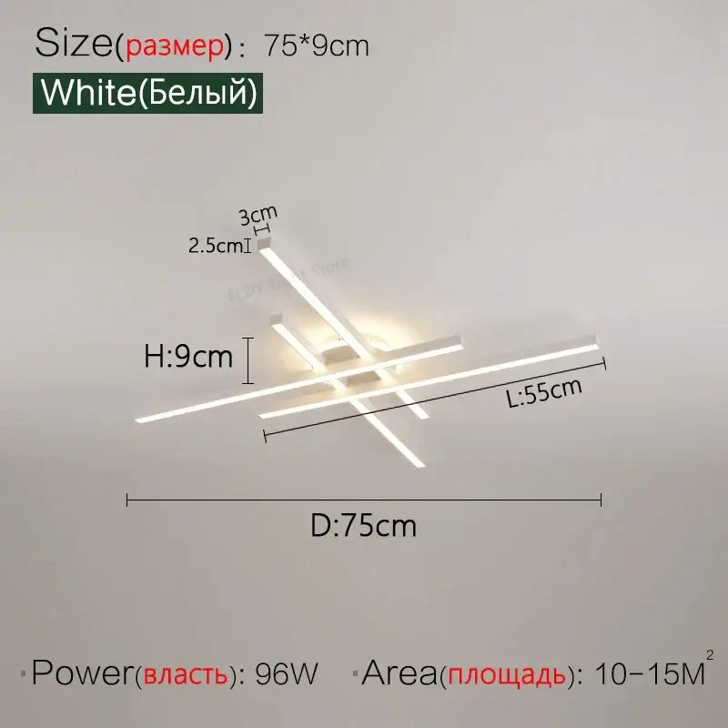 Modern black nordic led ceiling chandelier with sleek white led intersecting bar design for living room decorbites nordic led