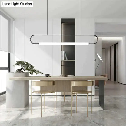 DecorBites™ nordic minimalist bar hanging pendant light with sleek black frame and white rectangular led strip