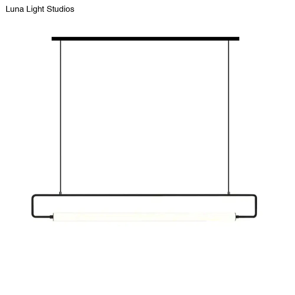 Decorbites™ nordic minimalist bar pendant light with black metal frame and integrated white led strip in rectangular design
