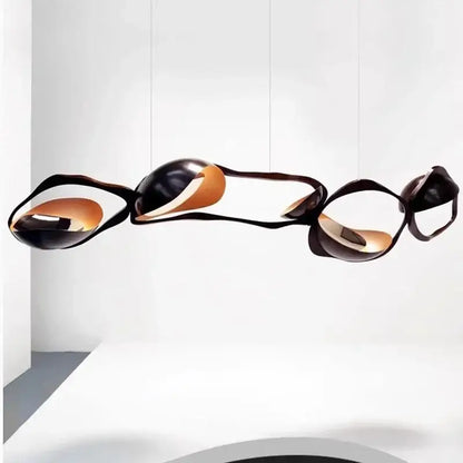 Modern black and gold abstract pendant light with glossy painted iron segments selected version for dining room use