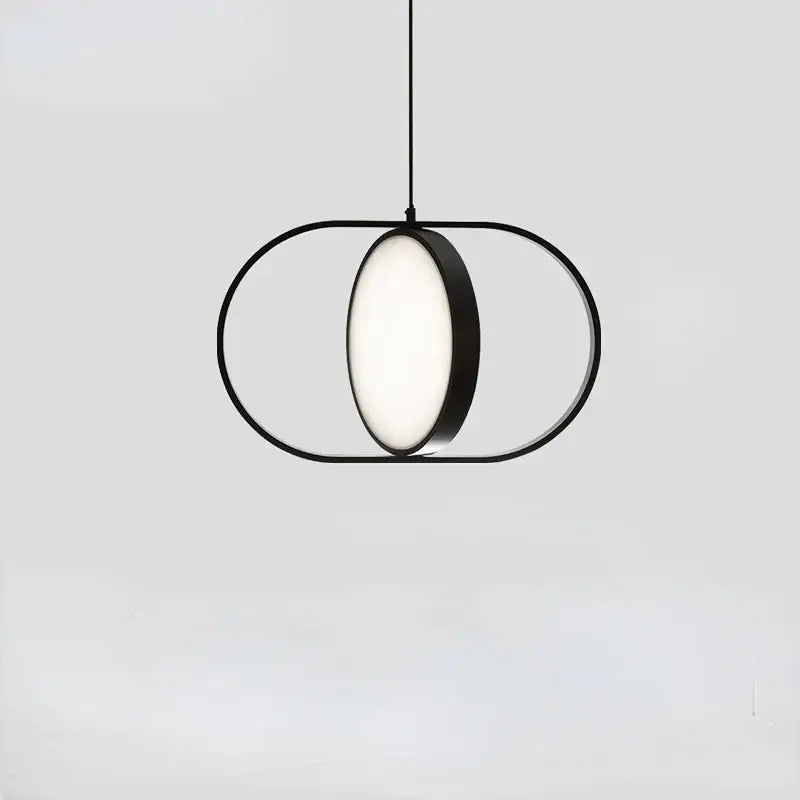 Modern black oval pendant light with adjustable angle featuring a glowing circular led panel for dining room decorbites adjustable angle