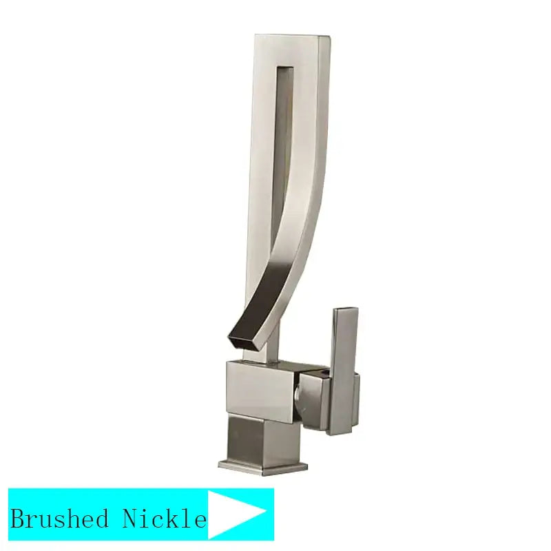 Modern black quartz basin faucet with single handle brushed nickel mixer tap and sleek curved spout design