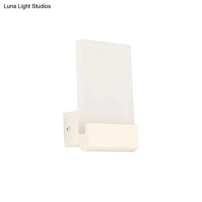 Minimalist white wall-mounted modern black rectangle led wall sconce with frosted glass diffuser and bulb included