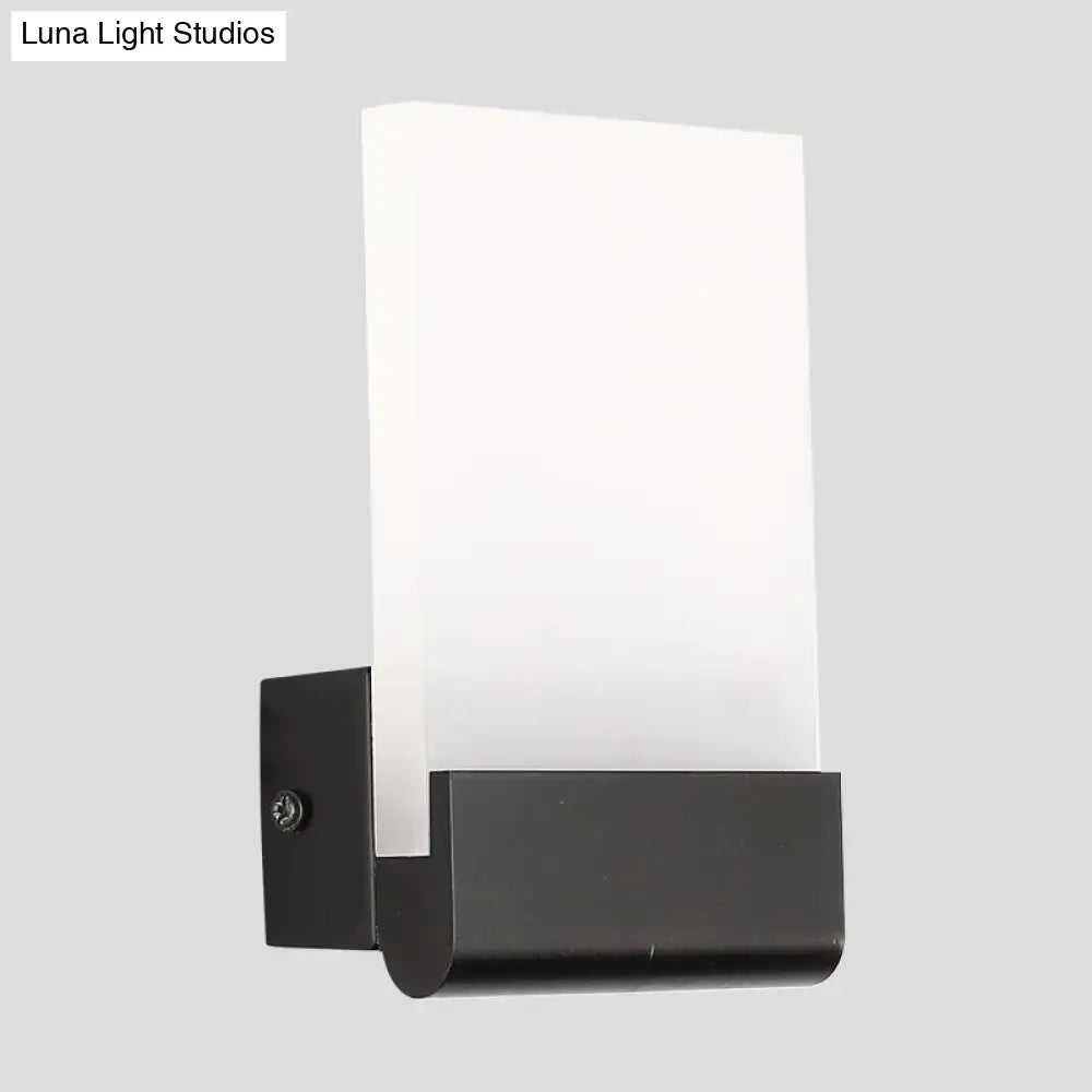 Modern black rectangle led wall sconce with sleek frosted glass diffuser and light bulbs bulb included for bedroom use