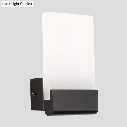Modern black rectangle led wall sconce with sleek frosted glass diffuser and light bulbs bulb included for bedroom use